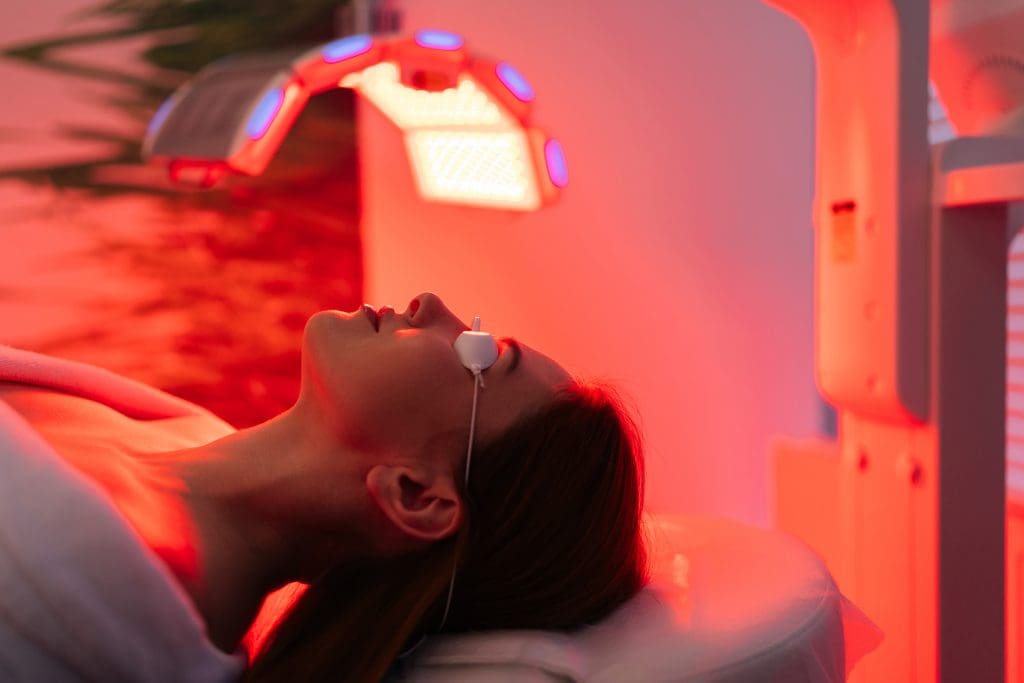 Red light therapy pod at PRANA Fortville wellness clinic
